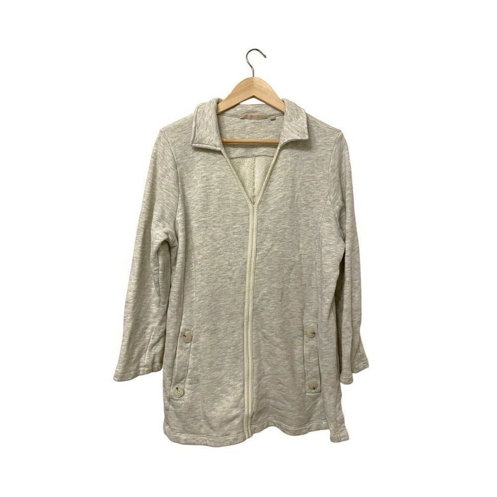 Soft Surroundings Women French Terry Sweatshirt Tunic Size 1X Heather Gray Vneck